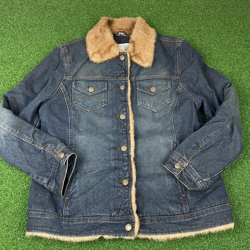 Vintage Cole B Country Blue Denim Western Trucker Chore Coat Work Jacket Sz L